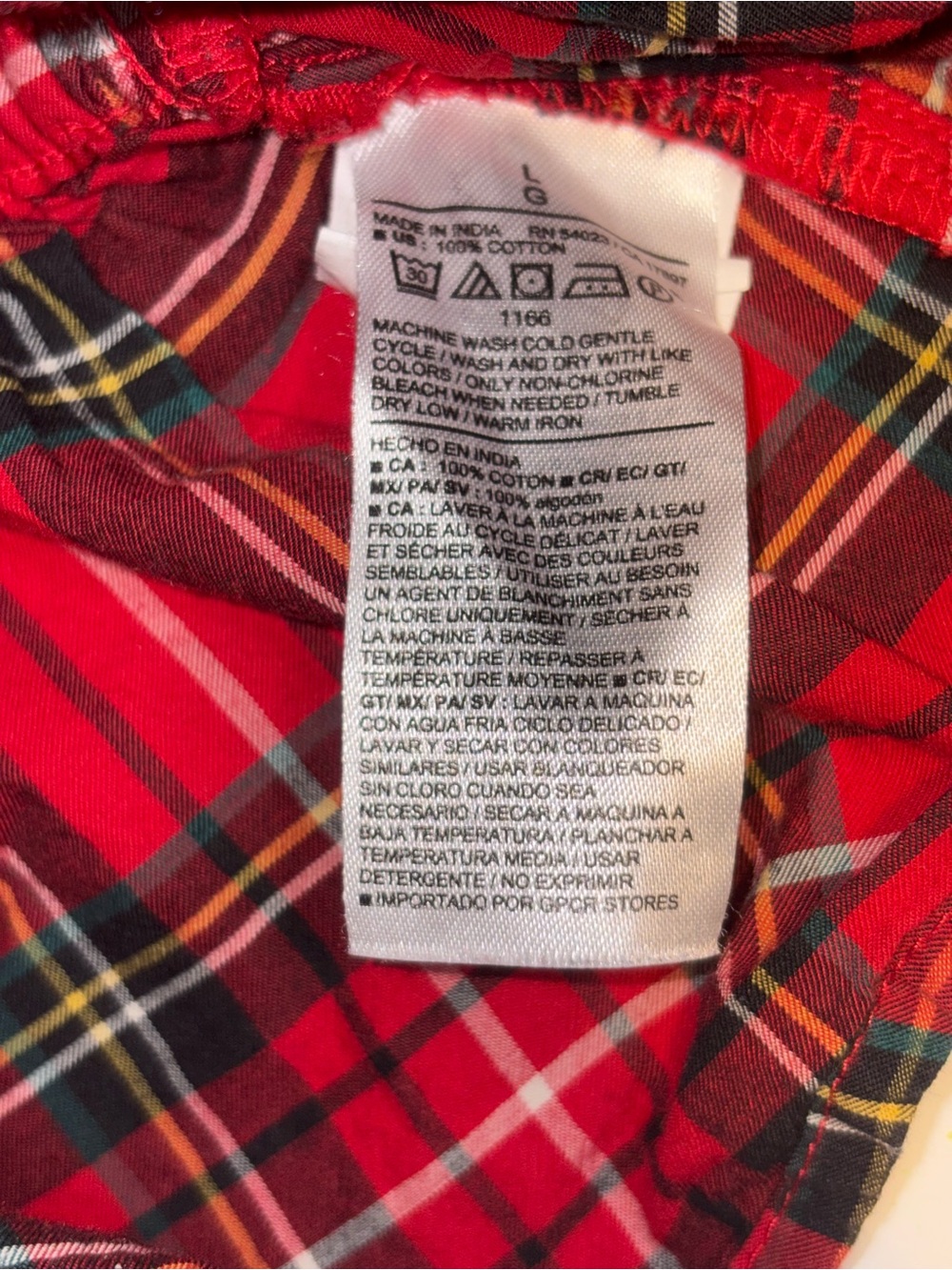 Old Navy red tartan Puff-Sleeve Peplum top smocked waist and v-neck large - Picture 9 of 10